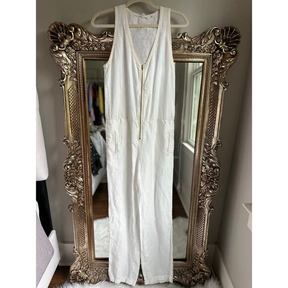 Imrie Pants - Imrie White Linen/Tencel/Silk Jumpsuit | Small